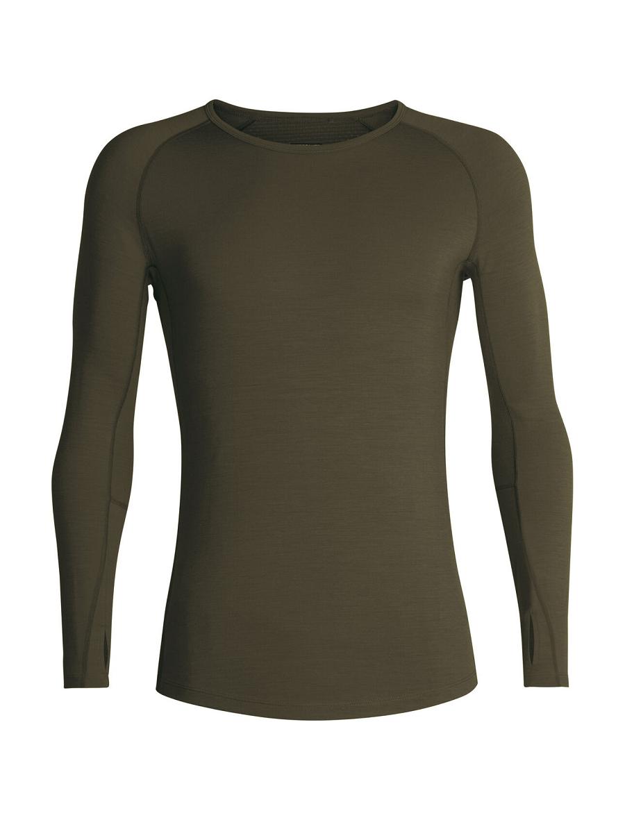 Base Layers Icebreaker BodyfitZone™ Merino 200 Zone Long Sleeve Thermal Crewe Top Homme Vert Olive | FR 1355DFMN